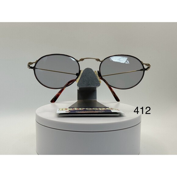 Vintage Eyeglasses NOS Round | Light Grey Lens | Gold/Wine Metal Frame | 90s-00s - Picture 1 of 10